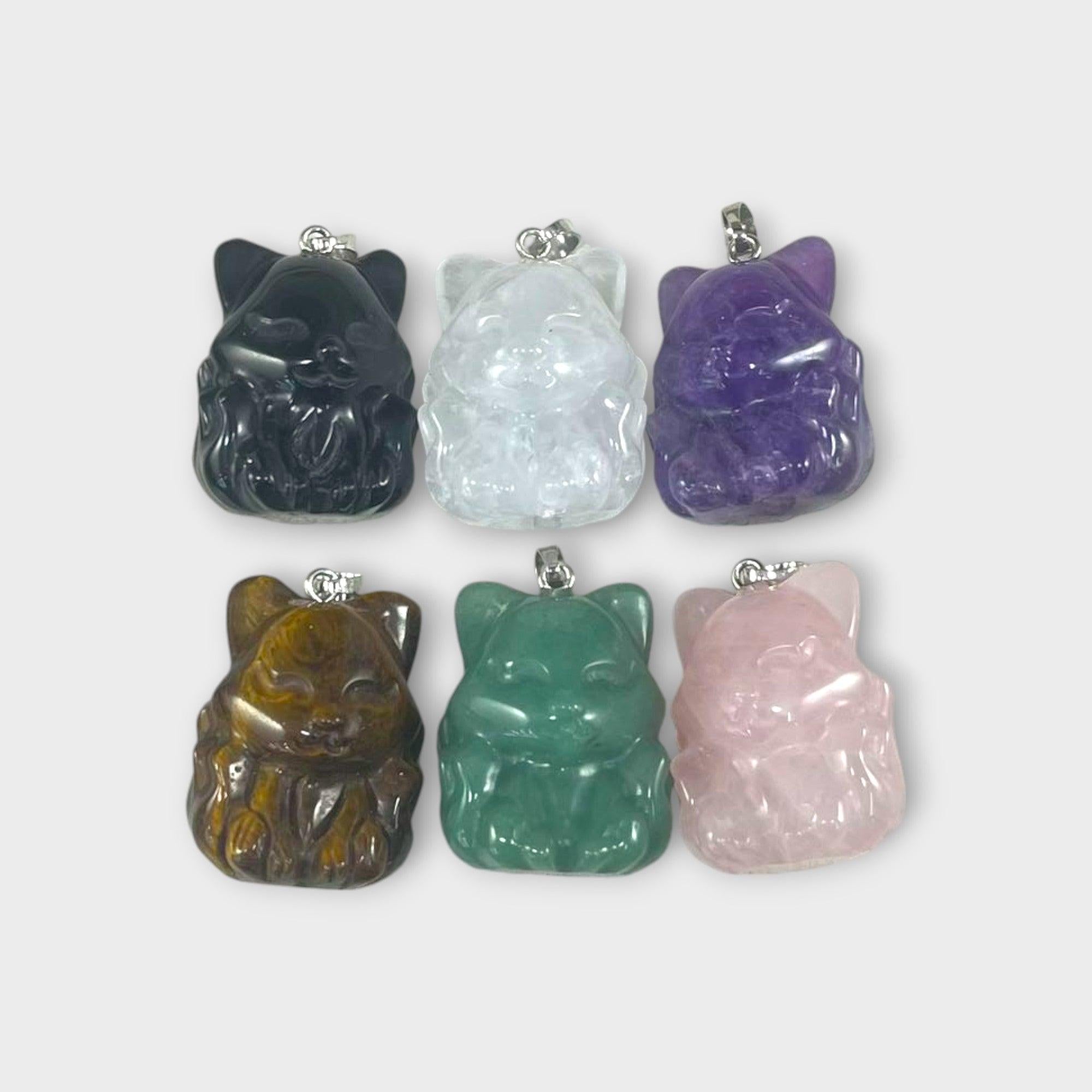 9 Tail Fox Gemstone Pendant 23x31mm